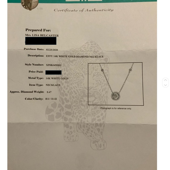 EFFY 14K White Gold Round Bezel Cut Diamond Pendant NWT - Picture 6 of 10